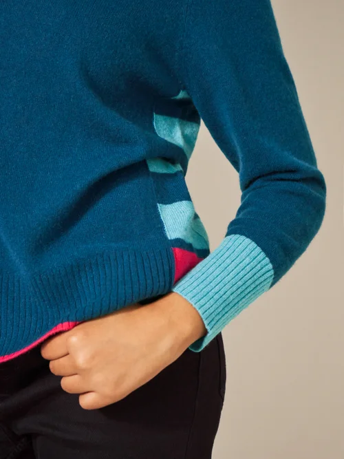Cora Kaschmirpullover mit Rundhalsausschnitt - Marineblau Mehrfarbig - 34 Bild 2