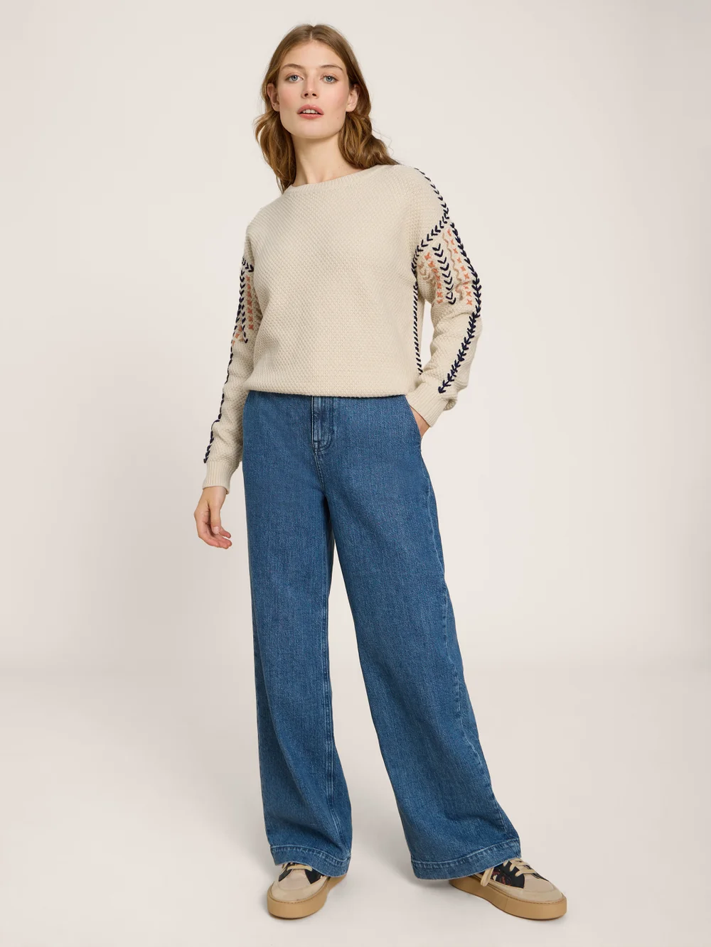 White Stuff Embroidered Jumper - Nat Mlt - 34 Bild 1