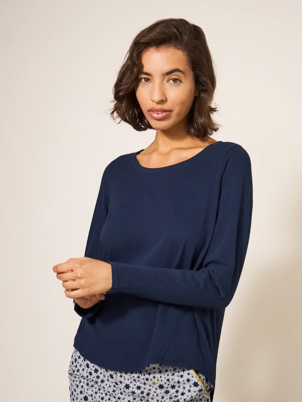 Eva Pyjamatop aus Jersey - Dunkel-Marineblau - L Bild 1