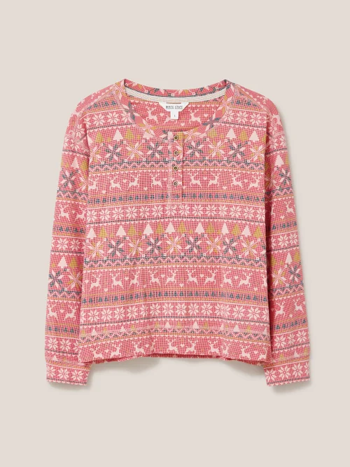 Pyjamatop mit Rentiermuster - Pink Mehrfarbig - L Bild 4