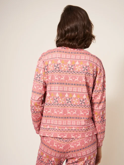 Pyjamatop mit Rentiermuster - Pink Mehrfarbig - L Bild 3