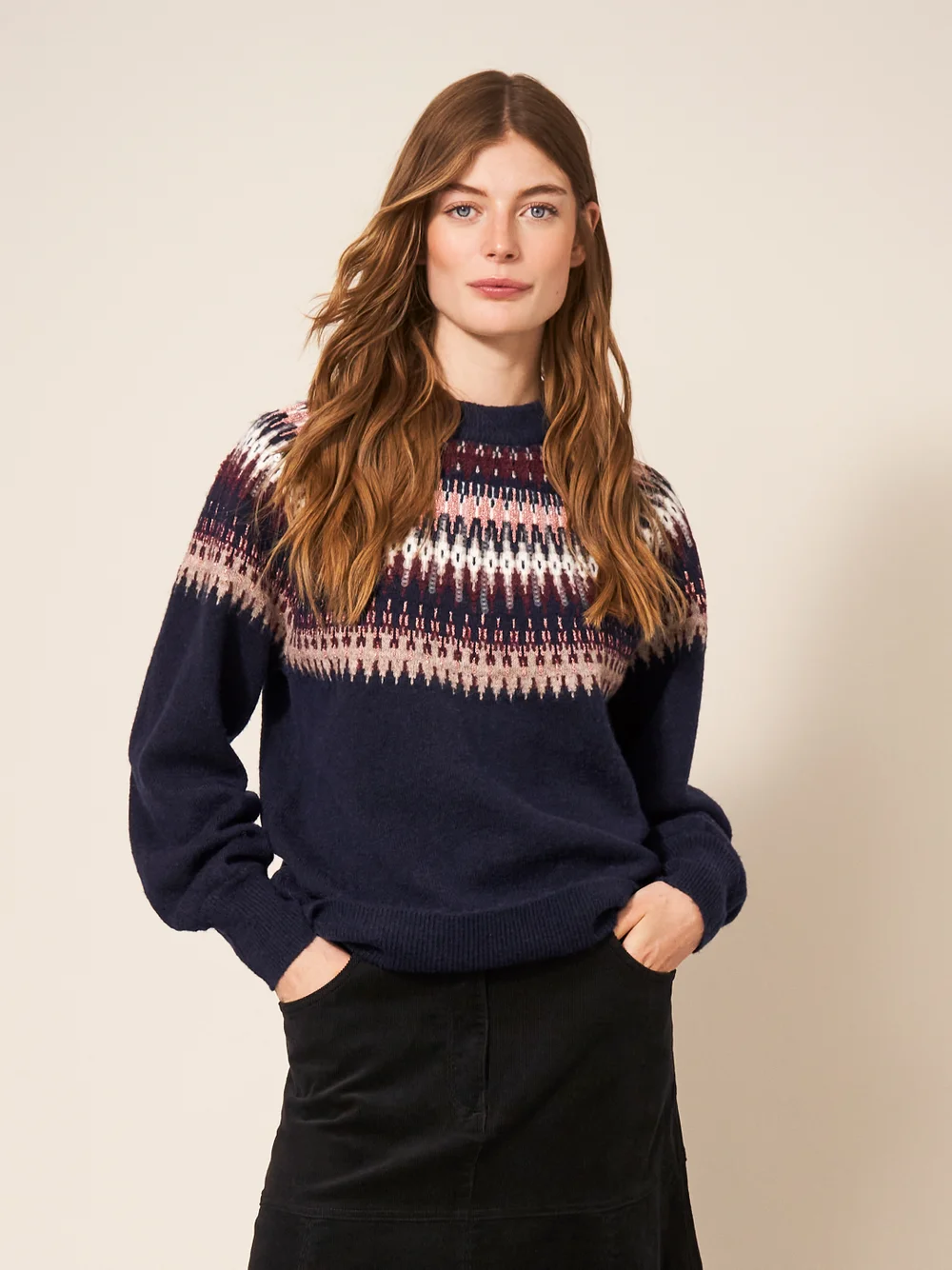 Frankie Gemusterter Pullover - Dunkel-Marineblau - 34 Bild 1