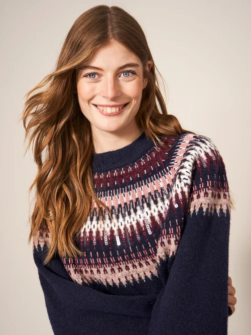 Frankie Gemusterter Pullover - Dunkel-Marineblau - 34 Bild 2