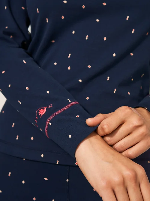 Henley Pyjamatop mit Geo-Print - Marineblau Mehrfarbig - L Bild 2
