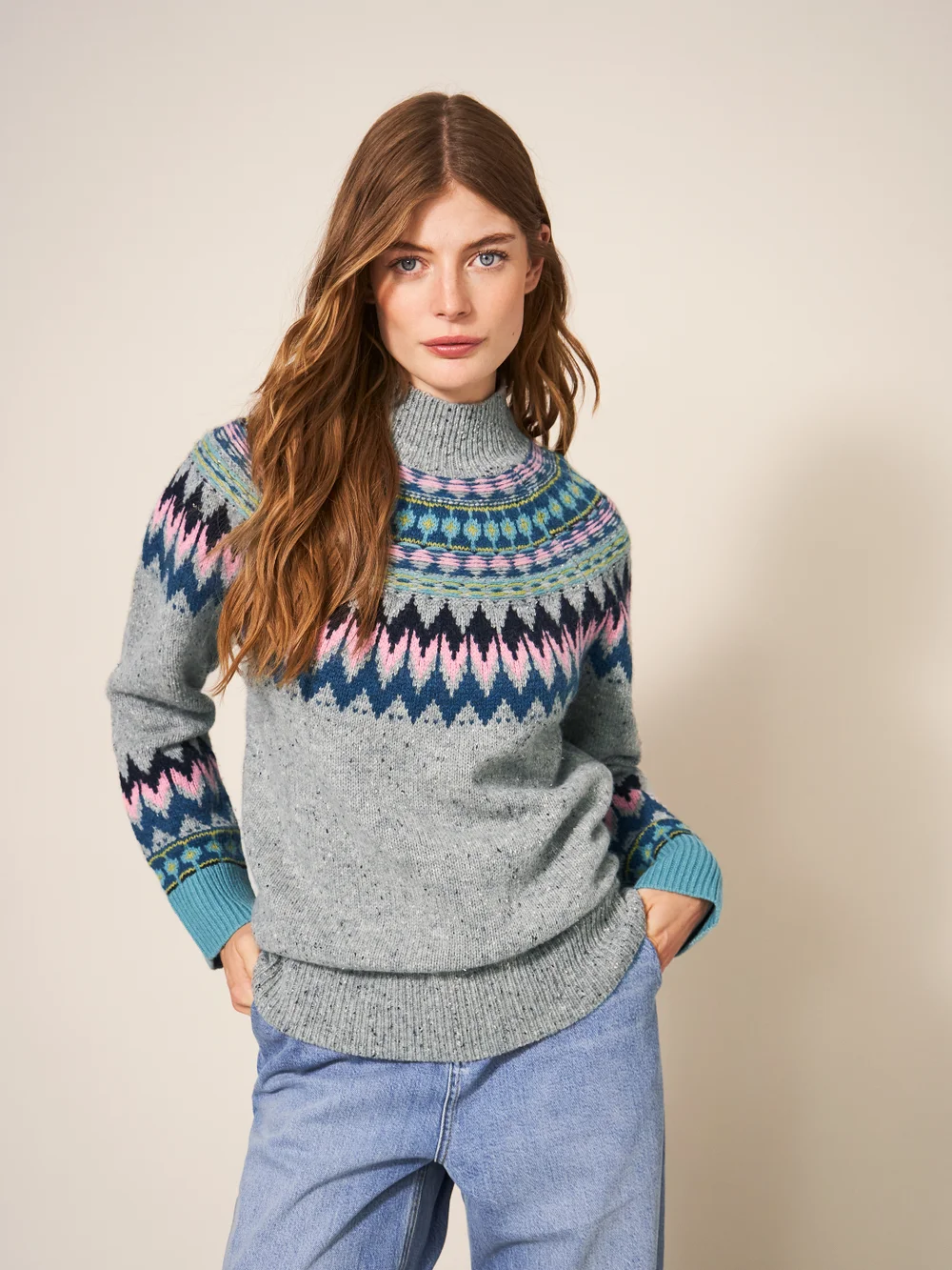 Izzy Gemusterter Pullover - Grau Mehrfarbig - 34 Bild 1
