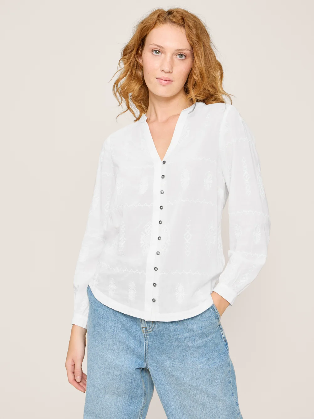 Kate Bestickte Bluse - Elfenbein Mehrfarbig - 34 Bild 1