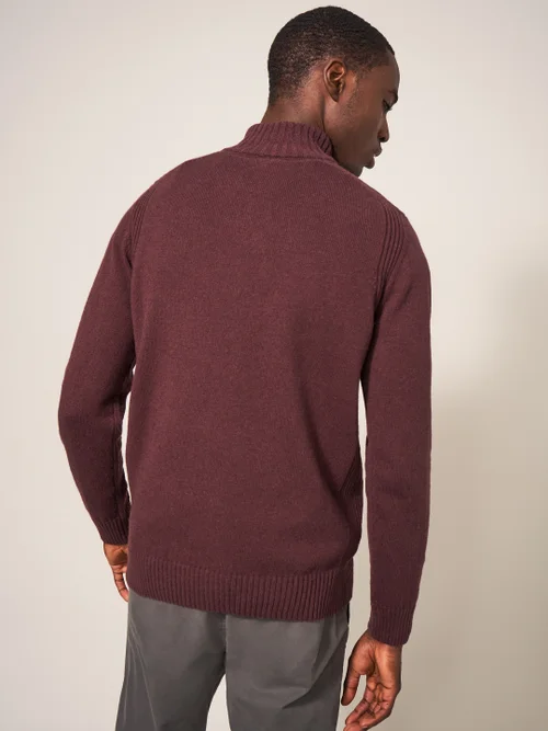 Lammwollpullover mit Trichterkragen - Dunkelviolett - L Bild 3