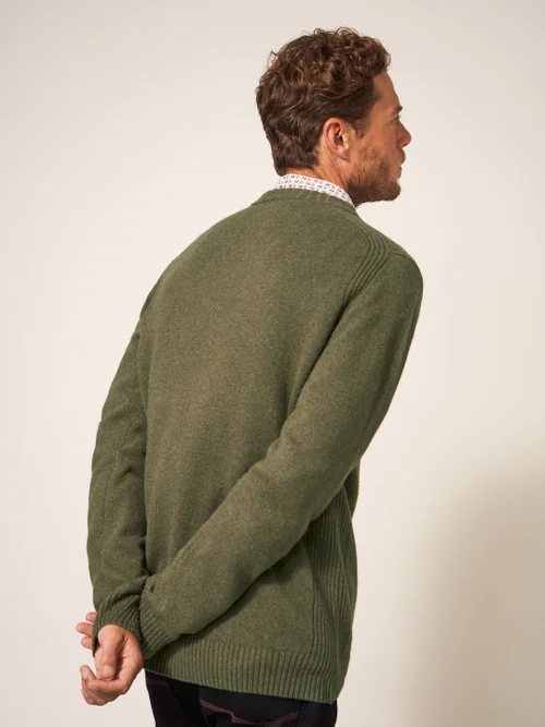 Lammwollpullover mit V-Ausschnitt - Dunkelgrün - L Bild 3