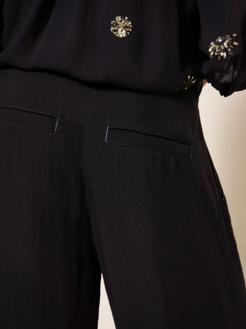 Lucinda Crepe-Hose mit weitem Bein - Pures Schwarz - 34 Bild 2