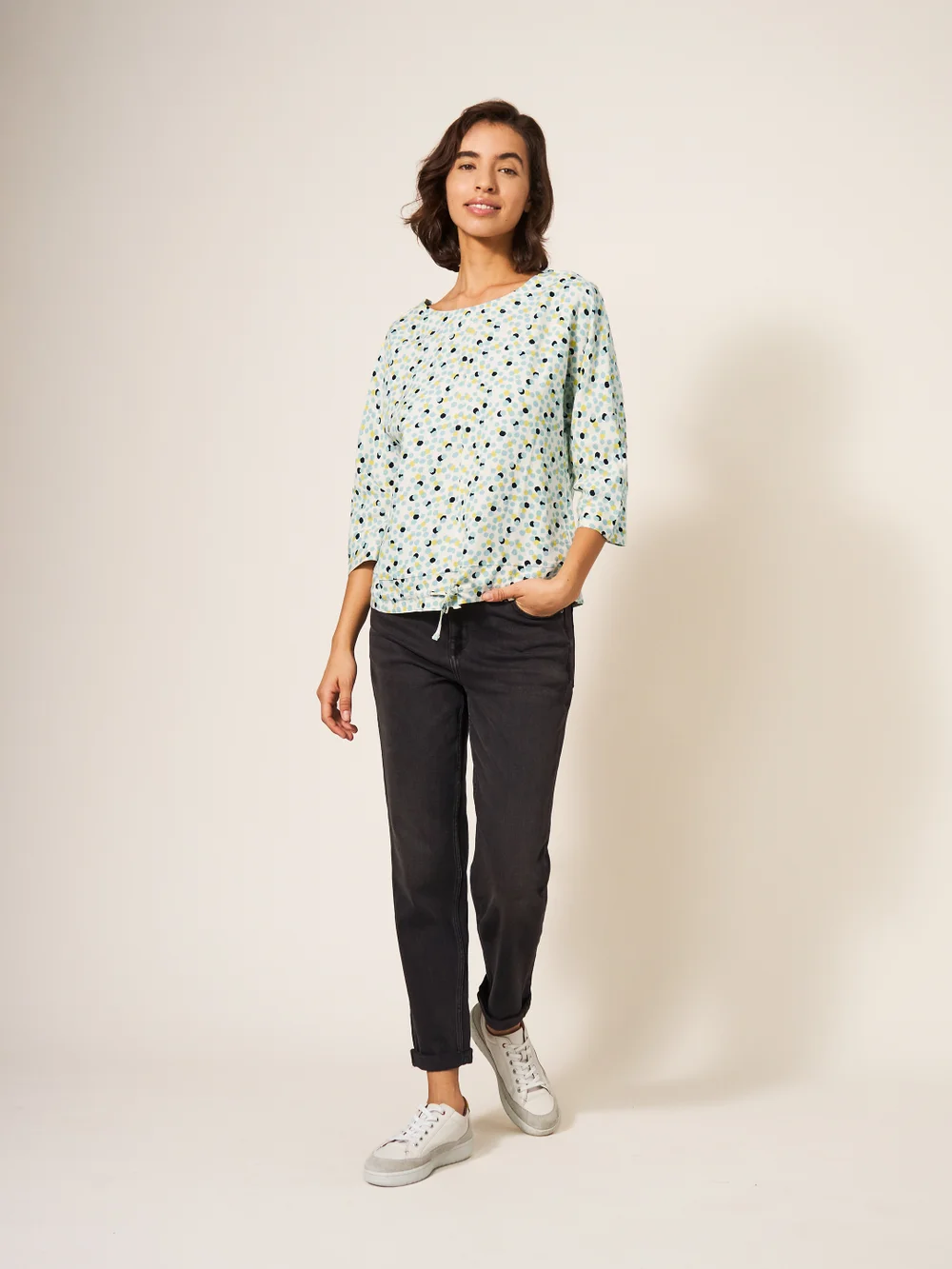 Maddie Top aus Leinenmischung - Elfenbein Mehrfarbig - 34 Bild 1