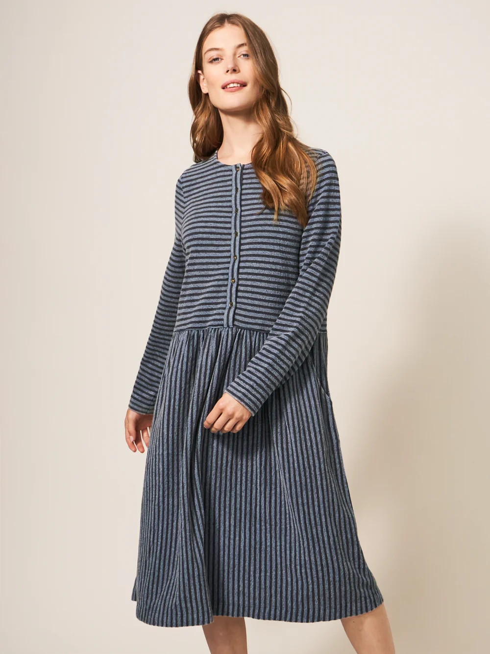 Marsia Gestreiftes Jerseykleid - Marineblau Mehrfarbig - 34 Bild 1