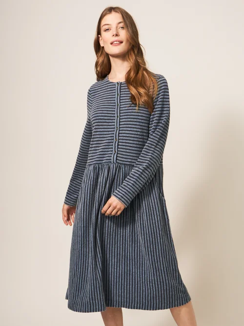 Marsia Gestreiftes Jerseykleid - Marineblau Mehrfarbig - 34 Bild 1