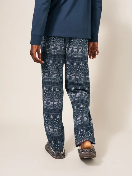 Originelle Pyjamahose mit Elchmuster - Marineblauer Aufdruck - L Bild 3