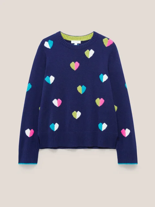 Pullover mit Herzmuster - Marineblau Mehrfarbig - 34 Bild 4