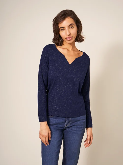 Nelly Glitzer-Langarmshirt - Dunkel-Marineblau - 34 Bild 1