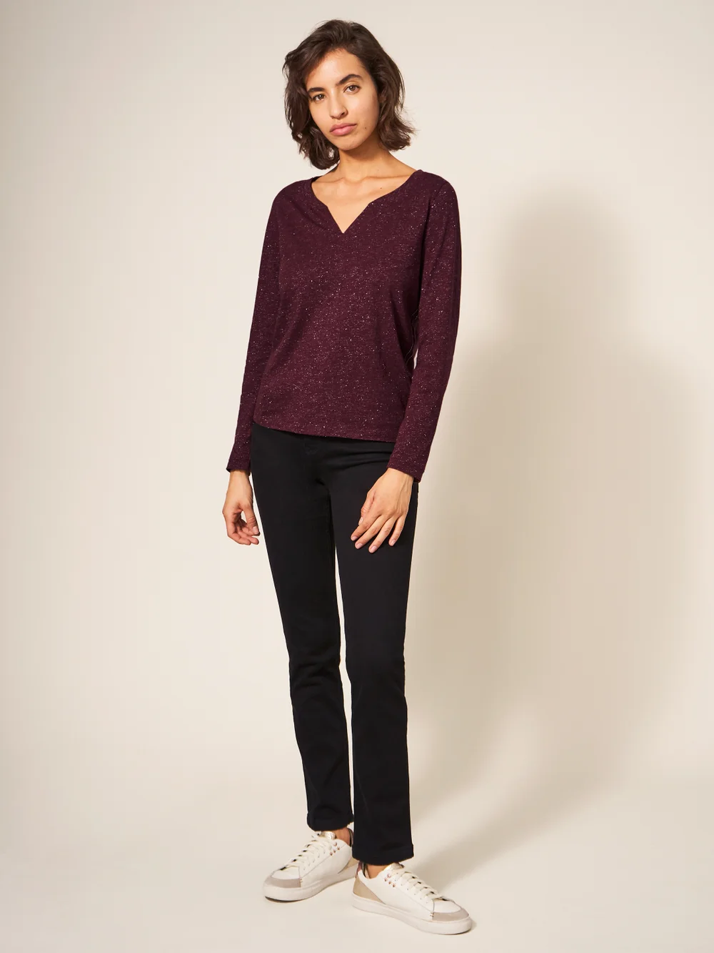 Nelly Glitzer-Langarmshirt - Dunkelviolett - 34 Bild 1