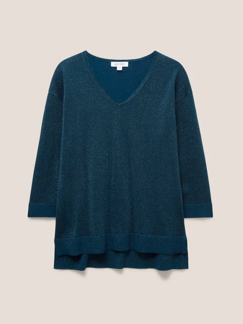 Night Sky Pullover mit V-Ausschnitt - Mittel-Blaugrün - 34 Bild 4
