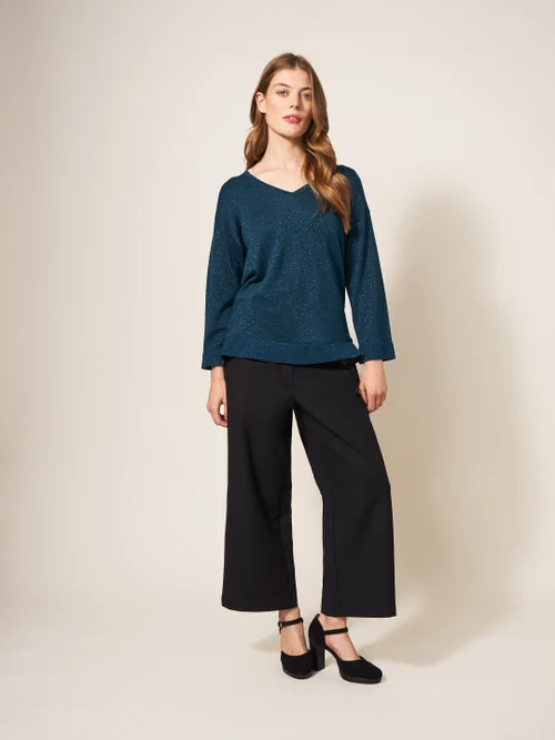 Night Sky Pullover mit V-Ausschnitt - Mittel-Blaugrün - 34 Bild 1