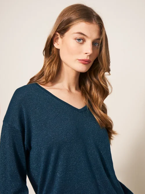 Night Sky Pullover mit V-Ausschnitt - Mittel-Blaugrün - 34 Bild 2