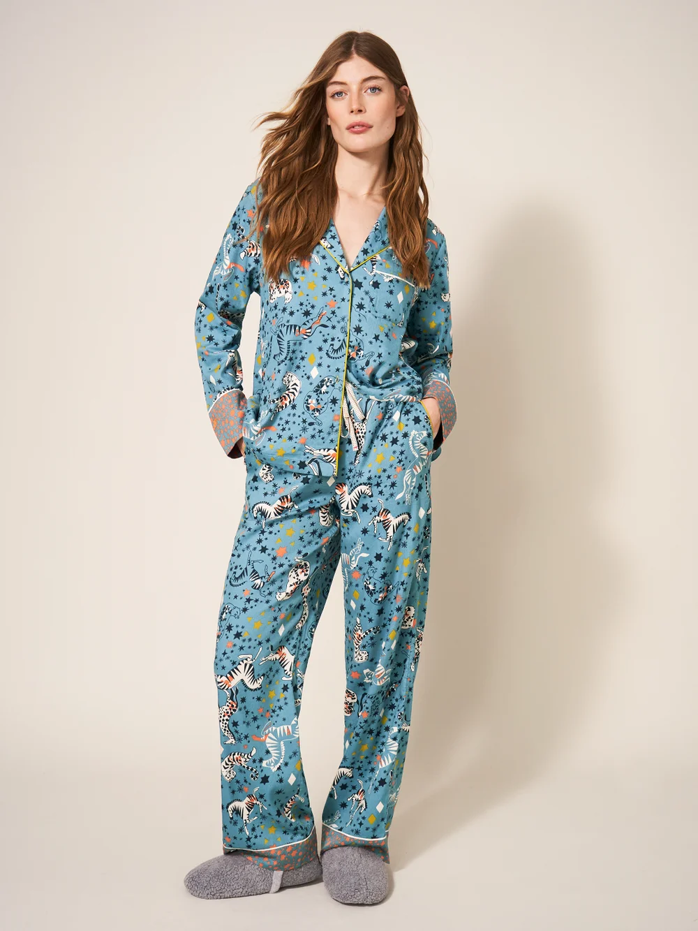 Nina Pyjamahose aus Bio-Baumwolle - Blau Mehrfarbig - L Bild 1