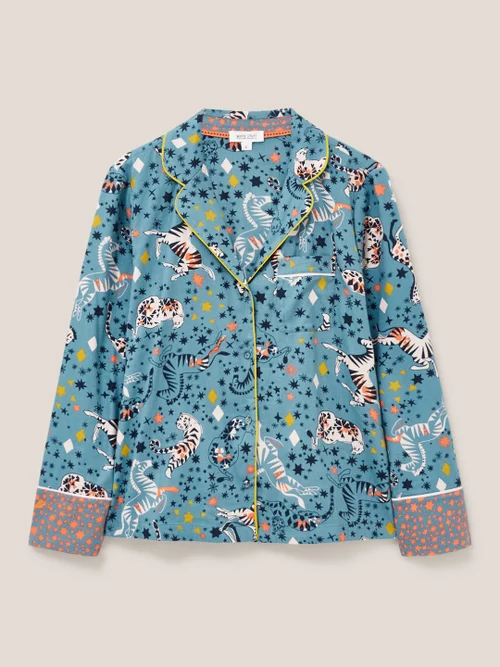 Nina Pyjamatop aus Bio-Baumwolle - Blau Mehrfarbig - L Bild 4