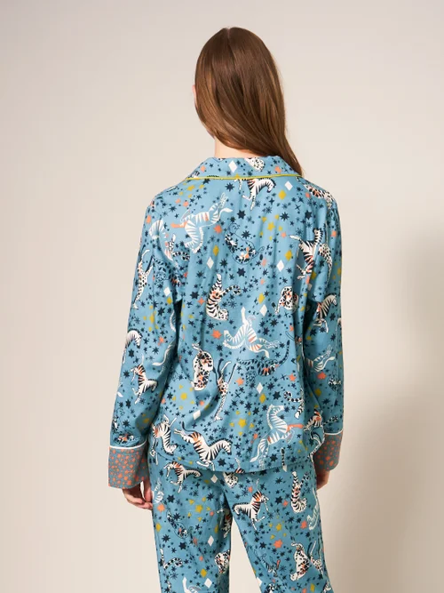 Nina Pyjamatop aus Bio-Baumwolle - Blau Mehrfarbig - L Bild 3