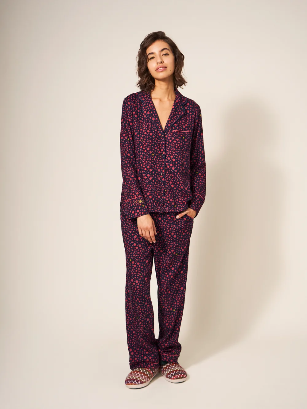 Nina Pyjamatop aus Bio-Baumwolle - Marineblau Mehrfarbig - L Bild 1