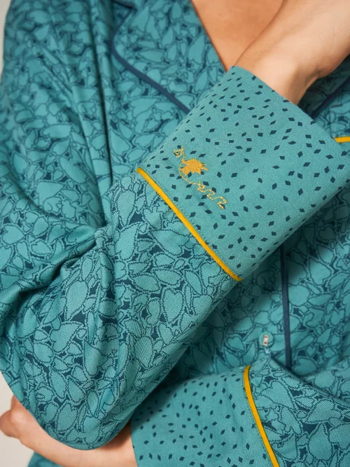 Nina Pyjamatop aus Bio-Baumwolle - Blaugrün Mehrfarbig - L Bild 2