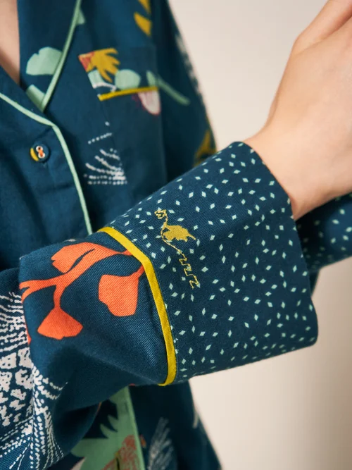 Nina Pyjamatop aus Bio-Baumwolle - Blaugrüner Aufdruck - L Bild 2