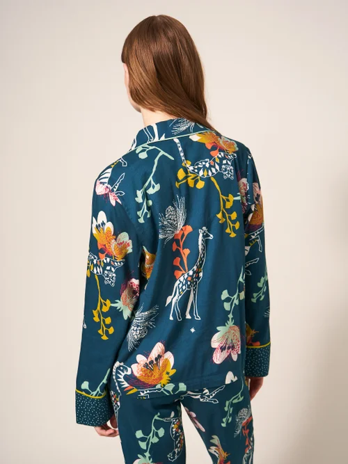 Nina Pyjamatop aus Bio-Baumwolle - Blaugrüner Aufdruck - L Bild 3