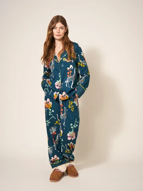 Nina Pyjamatop aus Bio-Baumwolle - Blaugrüner Aufdruck - L Bild 1