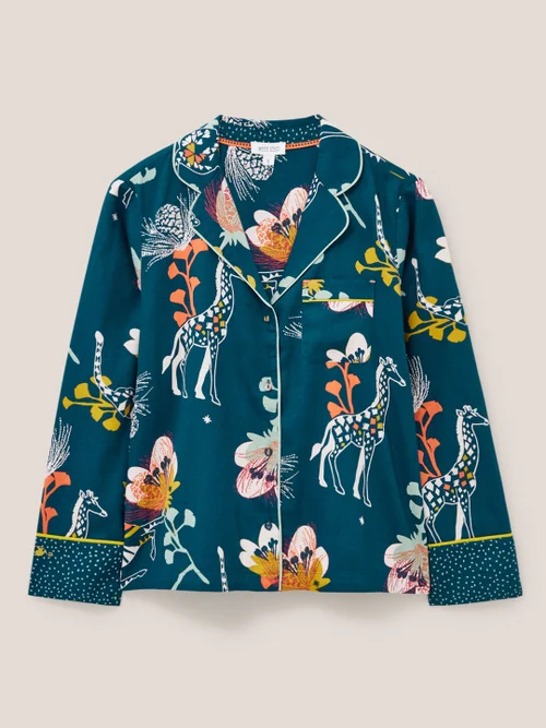Nina Pyjamatop aus Bio-Baumwolle - Blaugrüner Aufdruck - L Bild 4