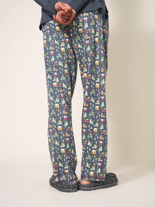 Originell gemusterte Pyjamahose - Blauer Aufdruck - L Bild 3