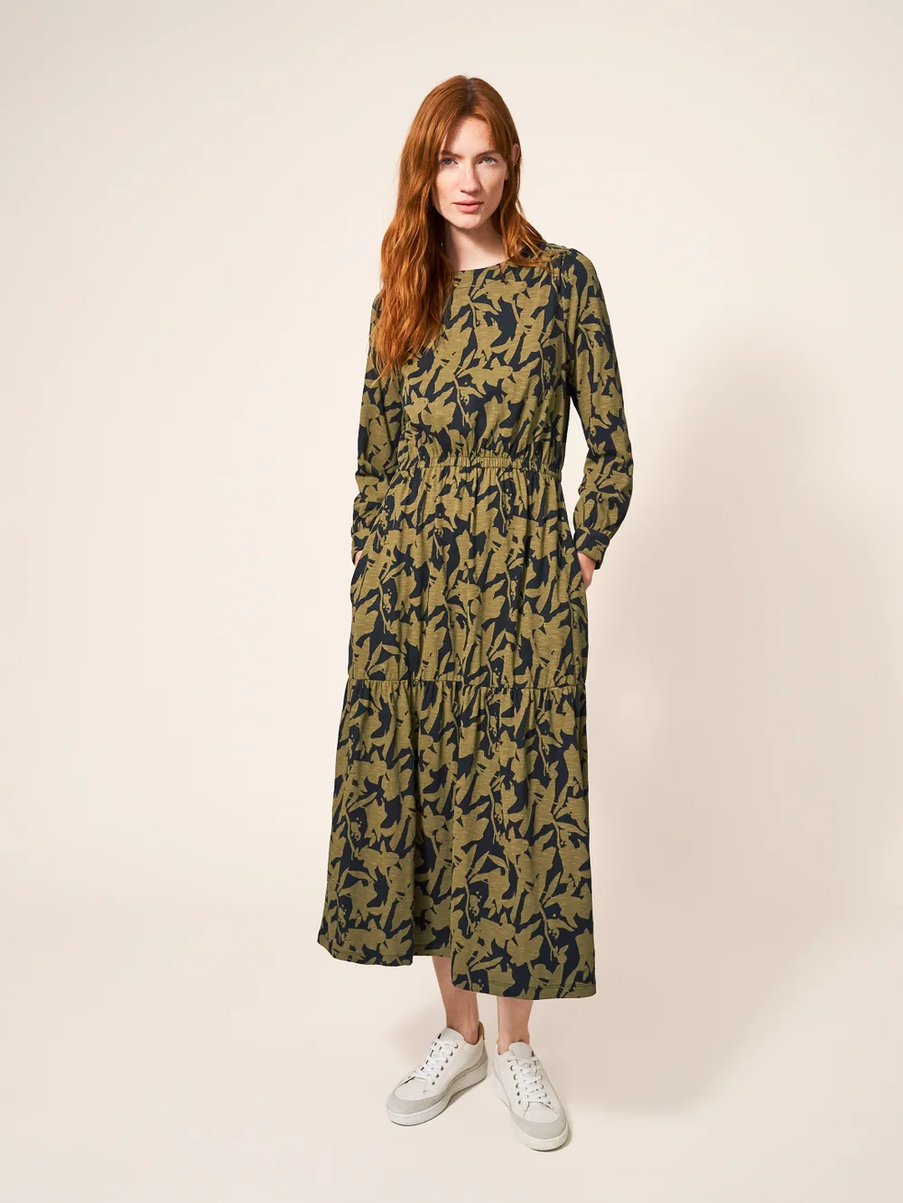 Olive Jerseykleid - Schwarz Mehrfarbig - 34 Bild 1