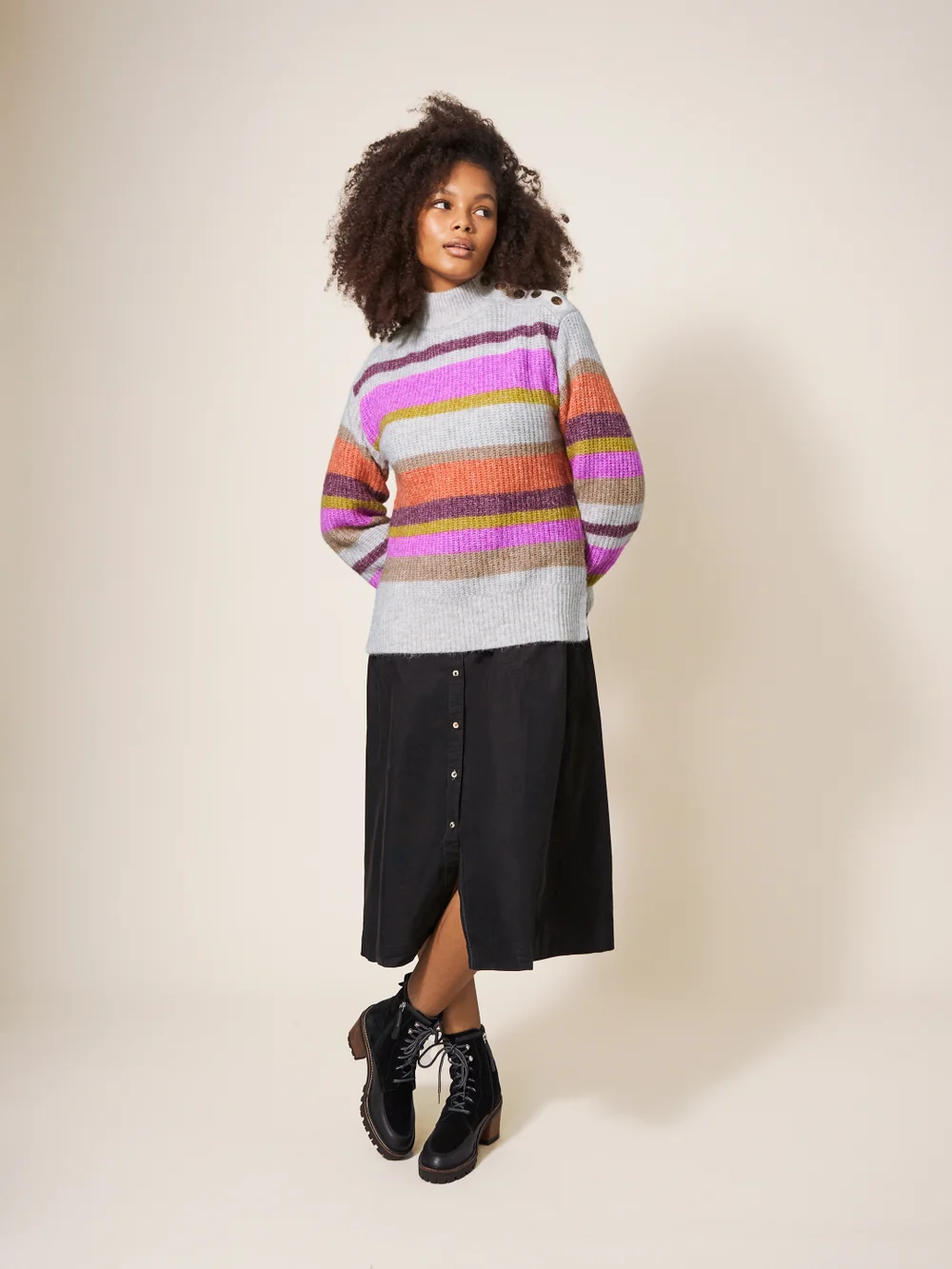 Pullover mit Regenbogenstreifen - Natur Mehrfarbig - 34 Bild 1
