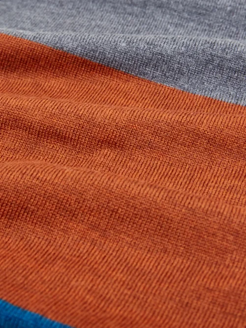 Raphael Gestreifter Schal aus Merinowolle - Marineblau Mehrfarbig - Einheitsgröße Bild 3