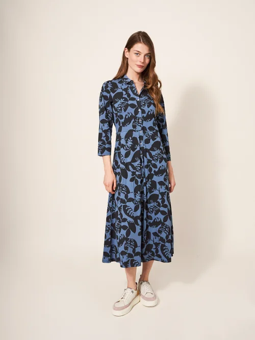 Rua Blusenkleid aus Jersey - Blauer Aufdruck - 38 Bild 1