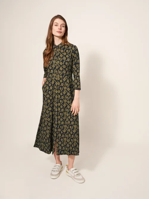 Rua Blusenkleid aus Jersey - Grüner Aufdruck - 38 Bild 1