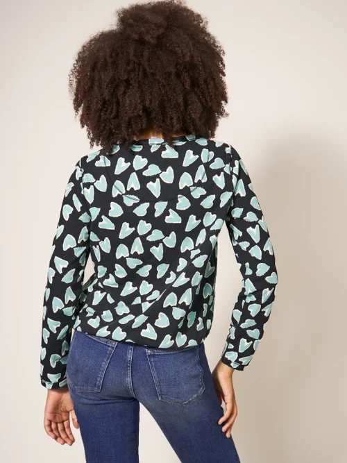 Tara Top mit Bindesaum - Schwarzer Aufdruck - 34 Bild 3