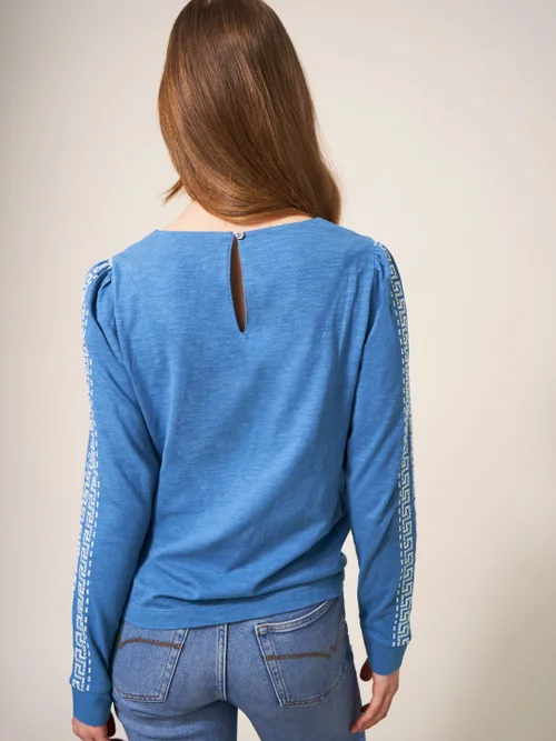 Top mit Bindesaum - Blau Mehrfarbig - 34 Bild 3