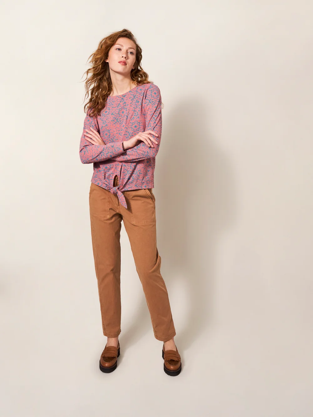 Top mit Bindesaum - Pinkfarbener Aufdruck - 34 Bild 1