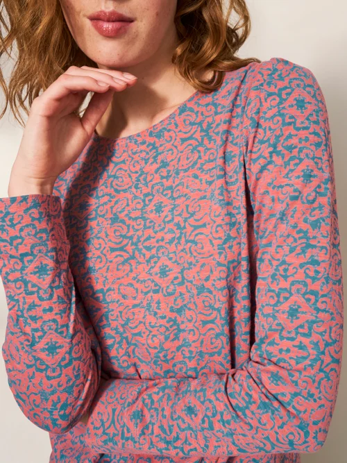 Top mit Bindesaum - Pinkfarbener Aufdruck - 34 Bild 2