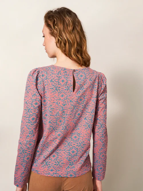 Top mit Bindesaum - Pinkfarbener Aufdruck - 34 Bild 3