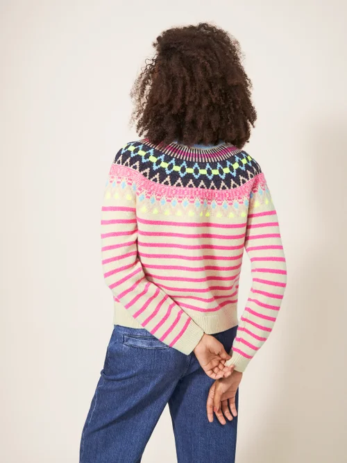Woodland Fairisle Strickjacke - Pink Mehrfarbig - 34 Bild 3