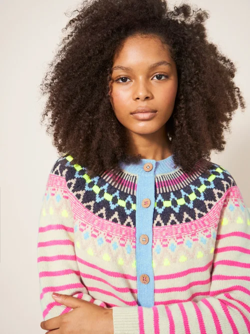 Woodland Fairisle Strickjacke - Pink Mehrfarbig - 34 Bild 2