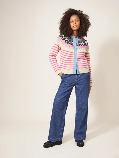 Woodland Fairisle Strickjacke - Pink Mehrfarbig - 34 Bild 1