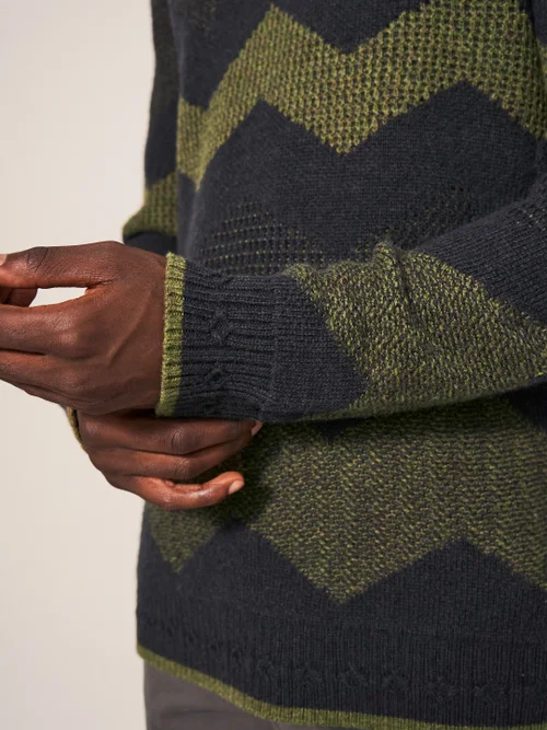 Rundhalspullover mit Zickzackmuster - Anthrazit - L Bild 2