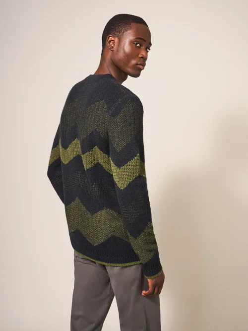 Rundhalspullover mit Zickzackmuster - Anthrazit - L Bild 3