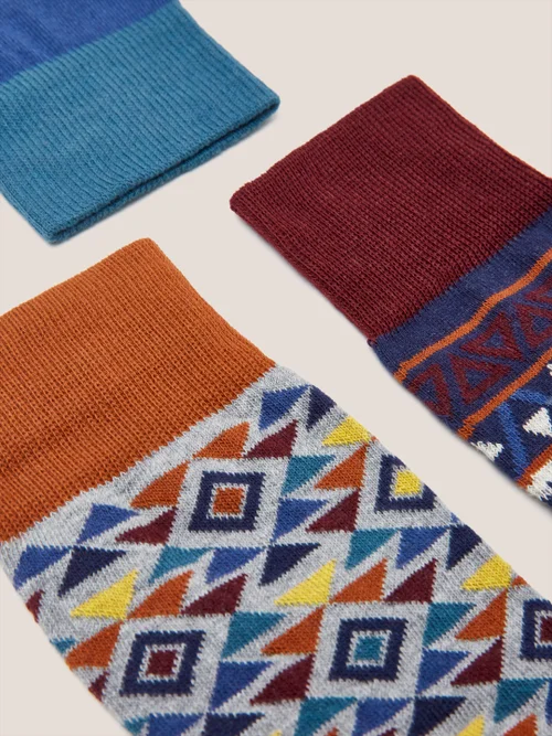 Dreierpack Socken mit Fairisle-Muster - Marine - 44-46 Bild 2