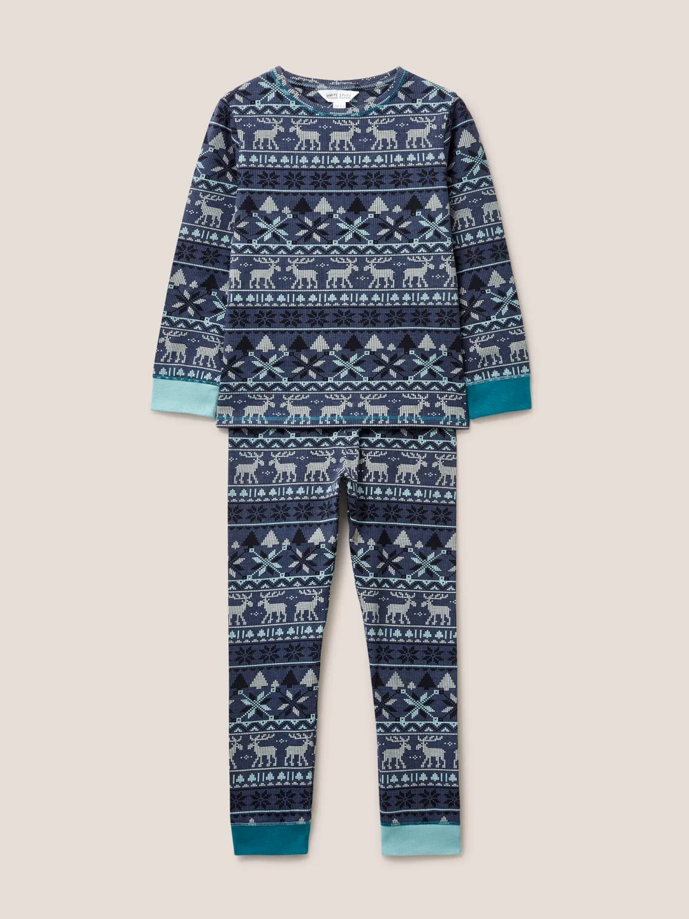 Pyjama mit Fairisle- und Elchmuster - Blau - 3-4 Bild 1